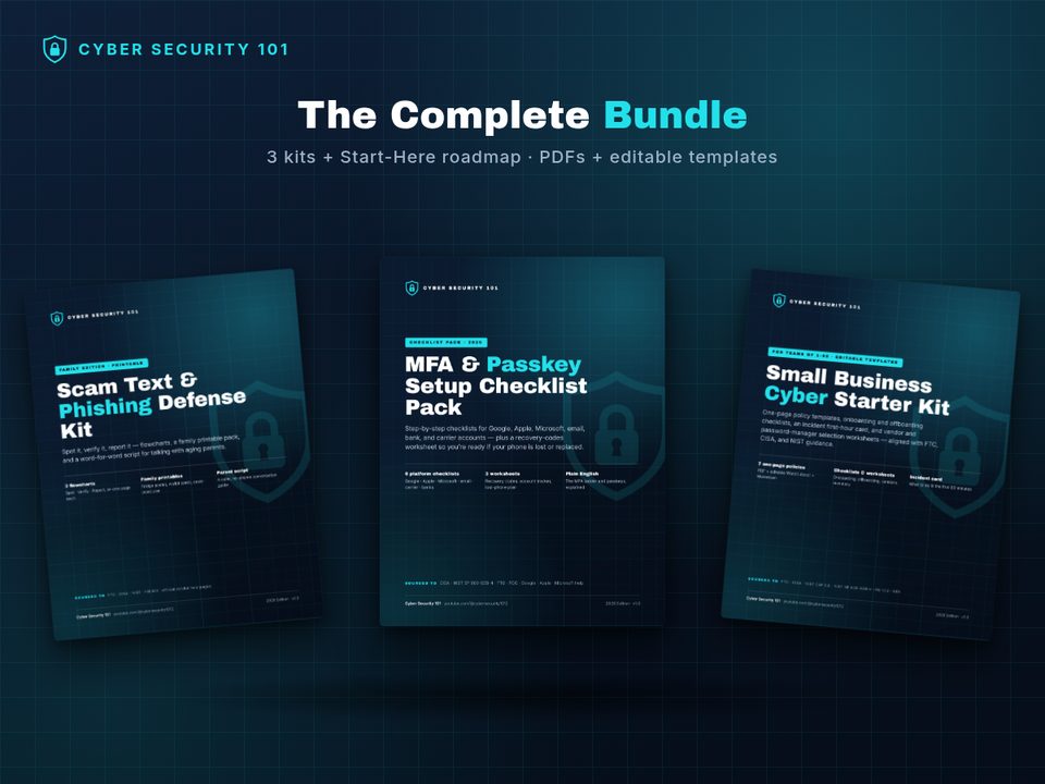Complete Cyber Security 101 Bundle — cover and sample pages