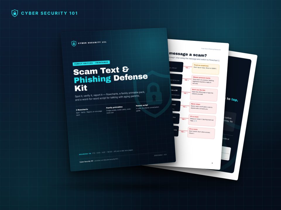Scam Text & Phishing Defense Kit — cover and sample pages